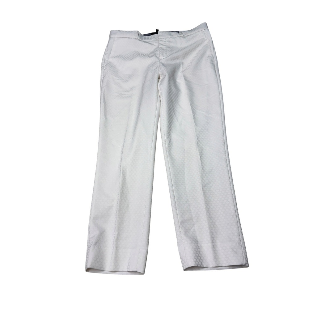 NWT Banana Republic Hampton Jacquard Pants Womens 10 W33 L27 White Rise Straight